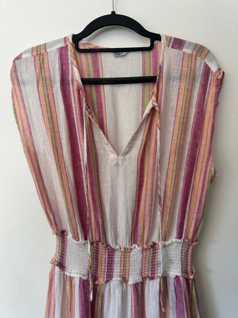 Rails Pink & Cream Striped Smocked-Waist Midi Spring/Summer Dress - Picture 5 of 12